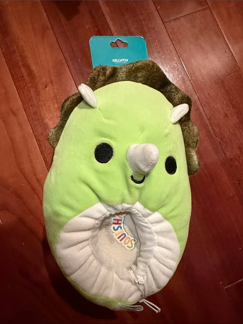 Squishmallows Lime Green Dino Dinosaur Plush Slippers size 13/1